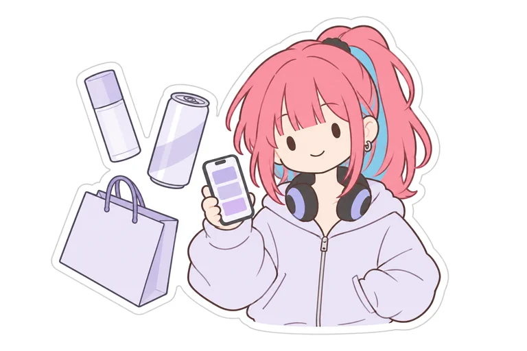 スマートフォンで案件を見ながら手を振るクリエイター
